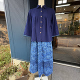 藍染タックブラウス