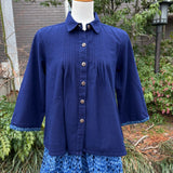 藍染タックブラウス