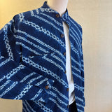 スタンドカラー メンズシャツ 藍無地/<NEW>絞り柄
