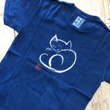 藍染めTシャツ 【ねこ】