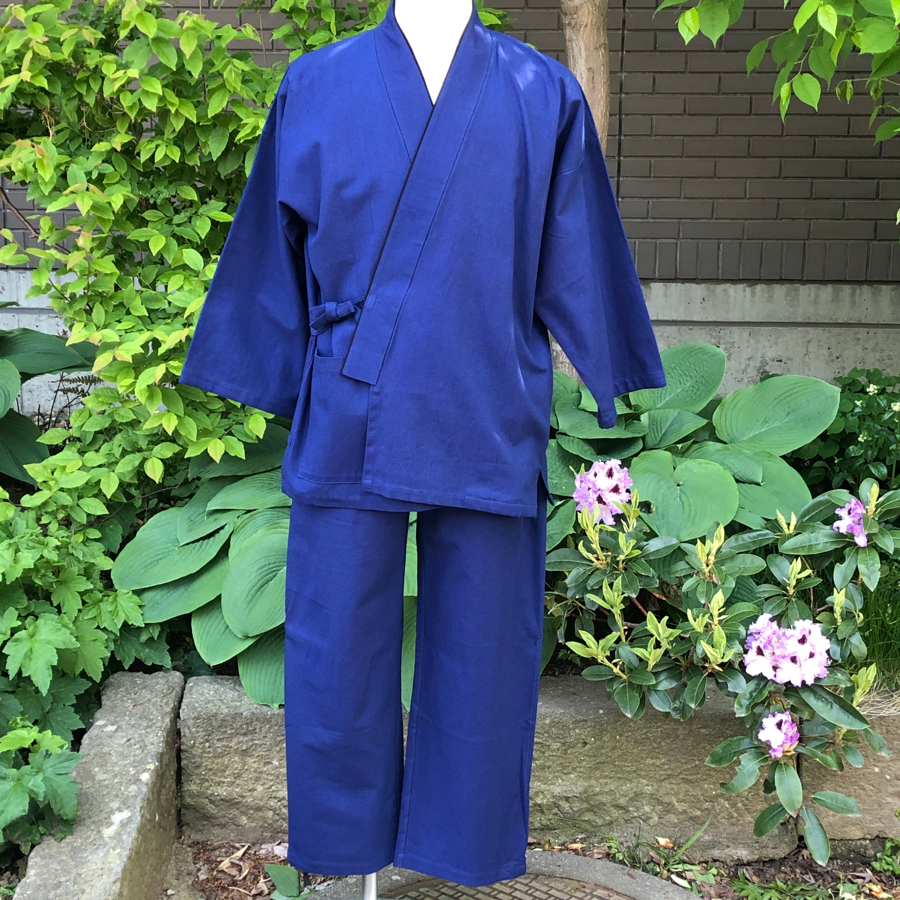 日本廉価作務衣　藍染め　刺子　BIGサイズ　絞り染め　レトロ　年代物 学生服