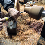 栃の香合・小物入れ 陣笠形 蛤形