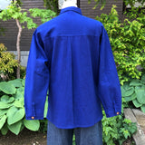 シャツカラー メンズシャツ 藍無地/<NEW>絞り柄