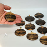 ネックレスパーツ 黒柿 円形