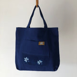 藍染めのリバーシブルバッグ 手提げ(小)