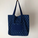 藍染めのリバーシブルバッグ 手提げ(大)