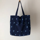 藍染めのリバーシブルバッグ 手提げ(大)