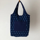 藍染めのリバーシブルバッグ 手提げ(中)