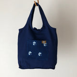 藍染めのリバーシブルバッグ 手提げ(中)