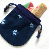 藍染絞りのミニ巾着