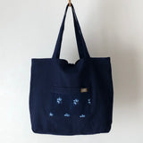 藍染めのリバーシブルバッグ 手提げ(大)