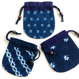 藍染絞りのミニ巾着