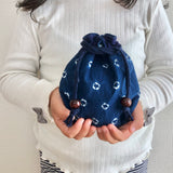 藍染絞りのミニ巾着