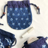 藍染絞りのミニ巾着