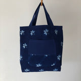 藍染めのリバーシブルバッグ 手提げ(小)