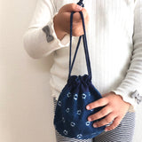 藍染絞りのミニ巾着