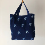 藍染めのリバーシブルバッグ 手提げ(小)