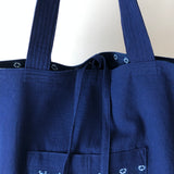 藍染めのリバーシブルバッグ 手提げ(大)