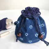 藍染絞りのミニ巾着