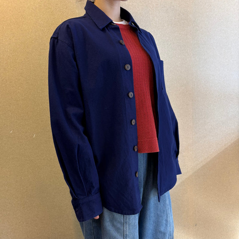 OHOTORO ネイビー スタンドカラー ジャンパー 4/24 KERSEY OVERSIZED STAND COLLAR COAT – THE SHOP YOHJI YAMAMOTO
