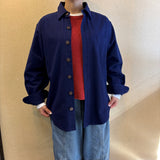 藍染シャツ ユニセックス　シャツカラー／スタンドカラー