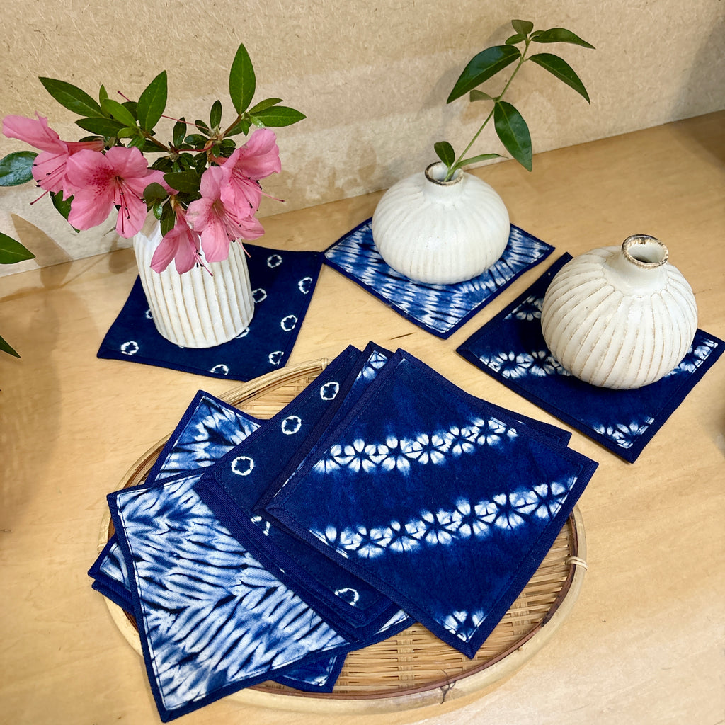 【未使用】青雲染 蓮の花 藍染テーブルランナー+コースターセット 藍染コースター – aitoki - 時を楽しむ丁寧な暮らし