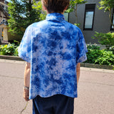 藍染群雲染め フレンチブラウス