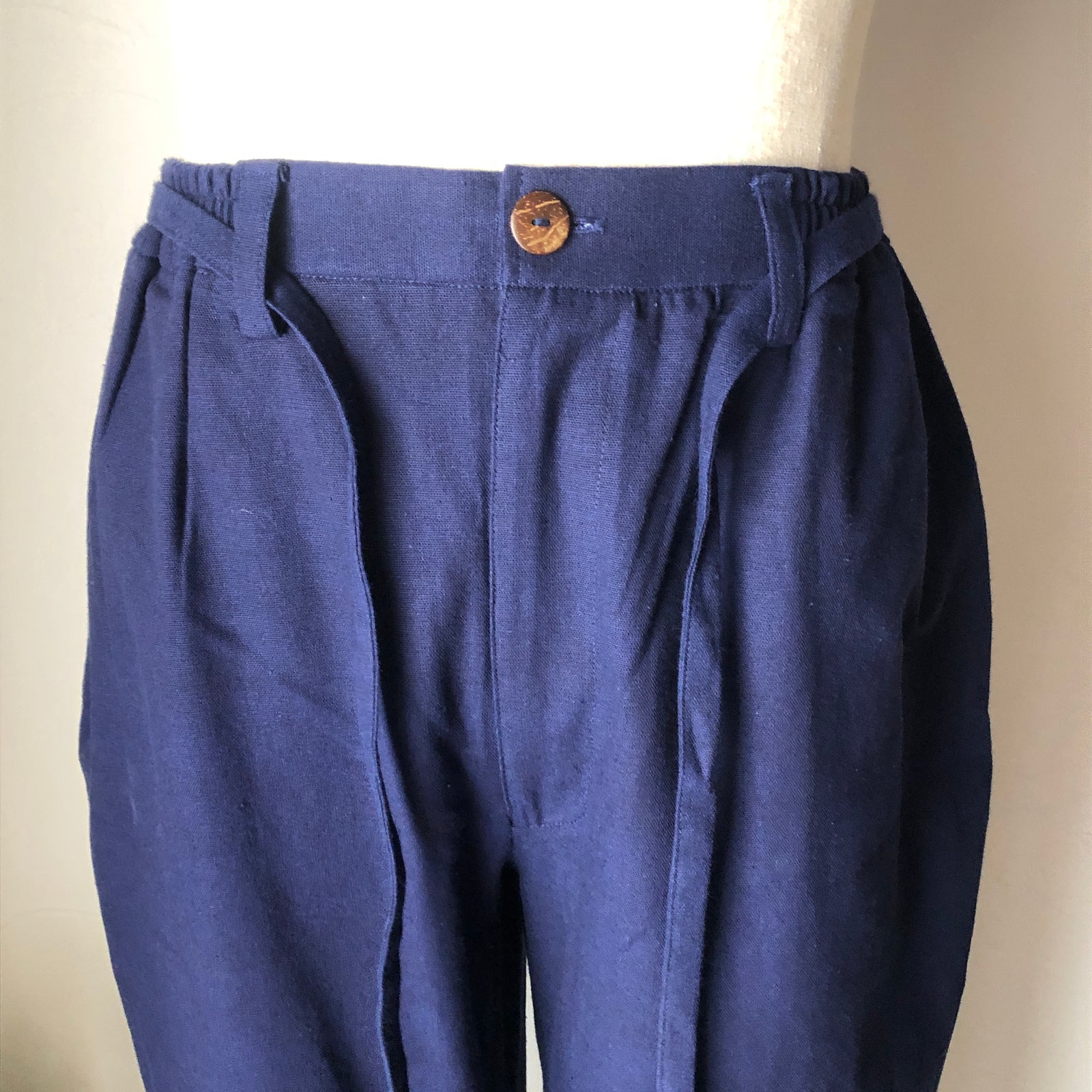 作務衣／北タイの天然藍染、無地と模様織り、一点物